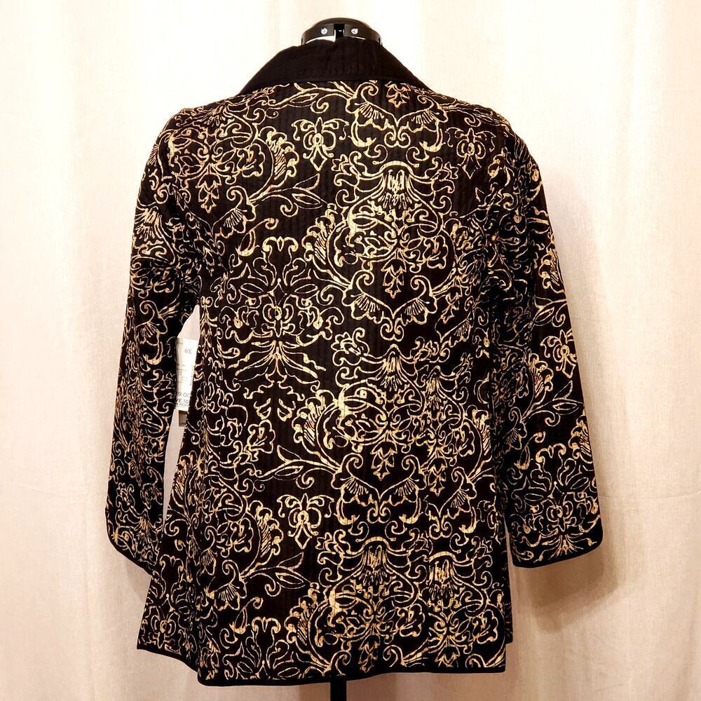 Catherine's Quilted Lightweight Open Jacket in Black & Gold | Size 14/16W | NWT - Picture 8 of 10